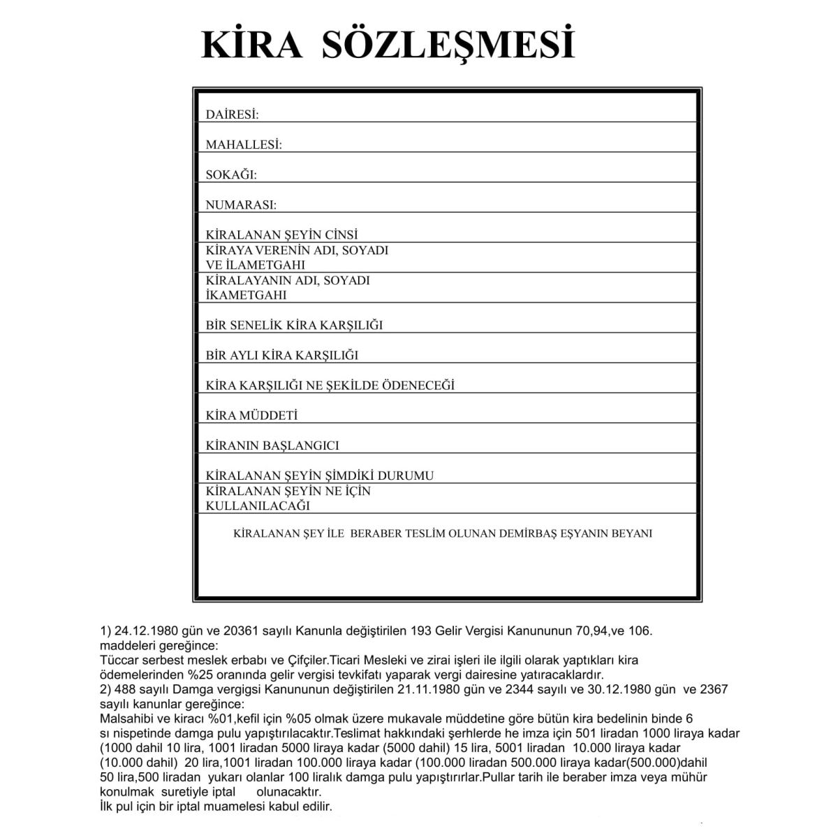 Kira Sözleşmesi Nasıl Doldurulur?